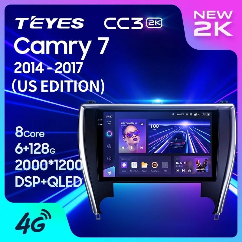 Teyes CC3L CC3 2K สําหรับ Toyota Camry 7 XV 50 55 2014 - 2017 US EDITION รถวิทยุมัลติมีเดียเครื ่ องเล ่ นวิดีโอนําทางสเตอริโอ GPS Android 10 ไม ่ มี 2din 2din dvd