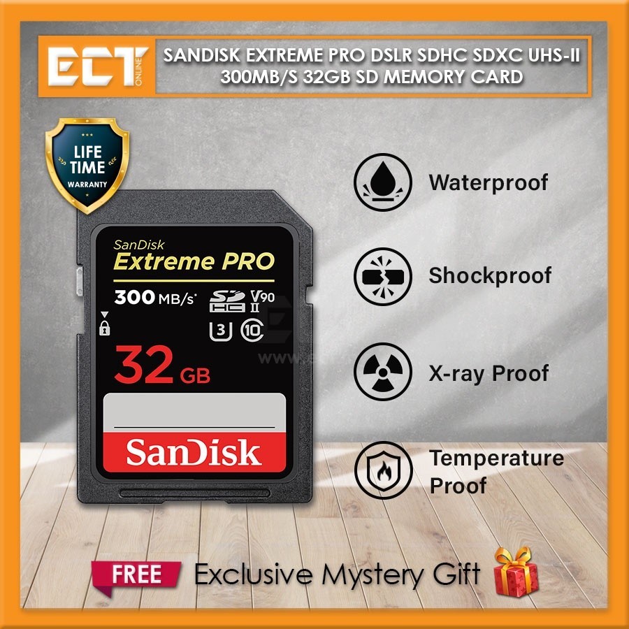 Sandisk Extreme Pro DSLR SDHC SDXC UHS-II 300MB/s 32GB / 64GB / 128GB SD การ ์ ดหน ่ วยความจํา