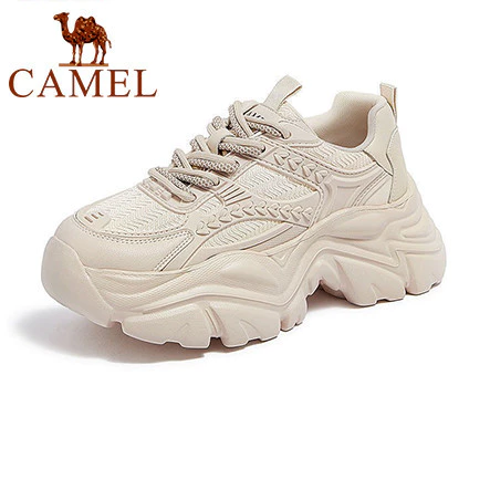 Camel Daddy รองเท ้ าฤดูใบไม ้ ผลิกีฬาผู ้ หญิง Breathable Retro แพลตฟอร ์ มยกรองเท ้ าลําลอง