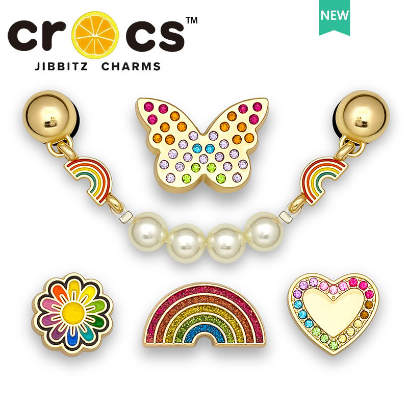 โลหะ jibbitz crocs แท้ กระดุมรองเท้า charm โลหะ Daisy รองเท ้ าหัวเข ็ มขัด Rainbow Diamond อุปกรณ ์ เสริมรองเท ้ า