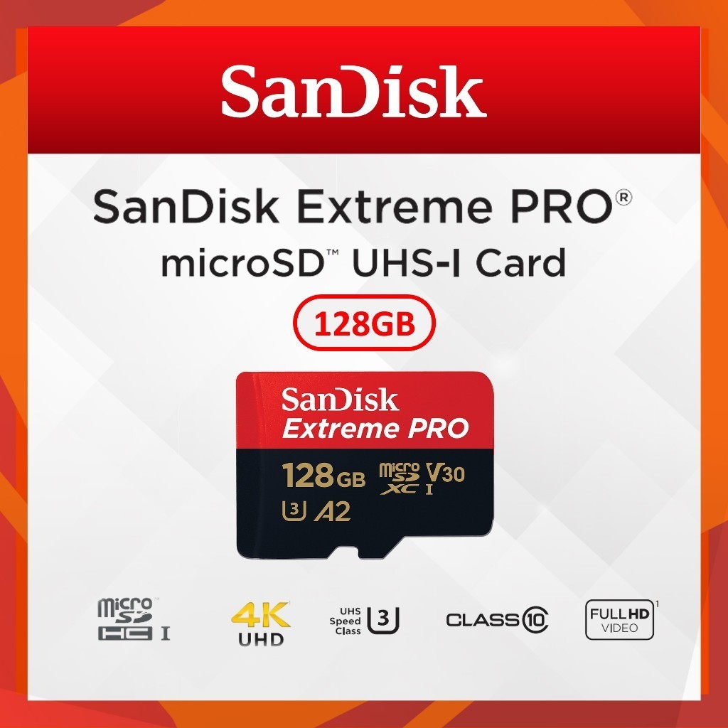 128gb SanDisk Extreme Pro MicroSD UHS-1 การ ์ ด A2 U3 C10 V30 อ ่ านสูงสุด 200 MB/S 32GB 64GB 128GB 256GB การ ์ ดหน ่ วยความจํา SD การ ์ ด