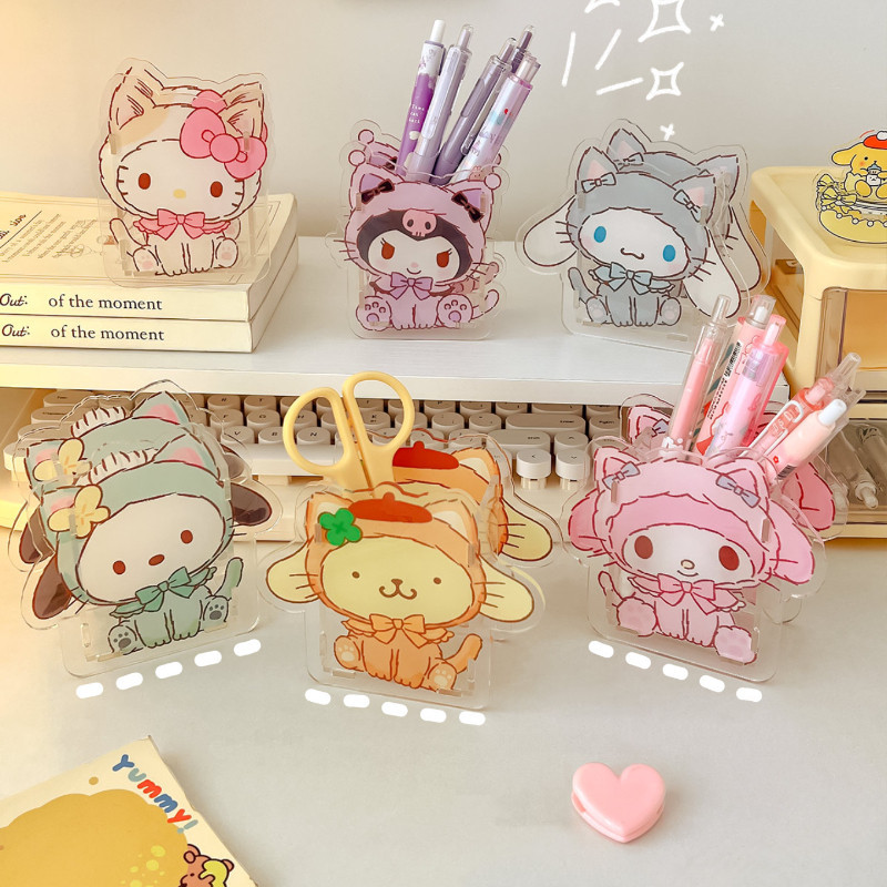 Sanrrio ที ่ ใส ่ ปากกา , Sanrrio น ่ ารักใสอะคริลิคผู ้ ถือดินสอ , ง ่ ายต ่ อการประกอบเดสก ์ ท ็ อปเครื ่ องเขียน Storage, Mellody,Kuriomi,Crinnamroll Desktop ตกแต ่ ง