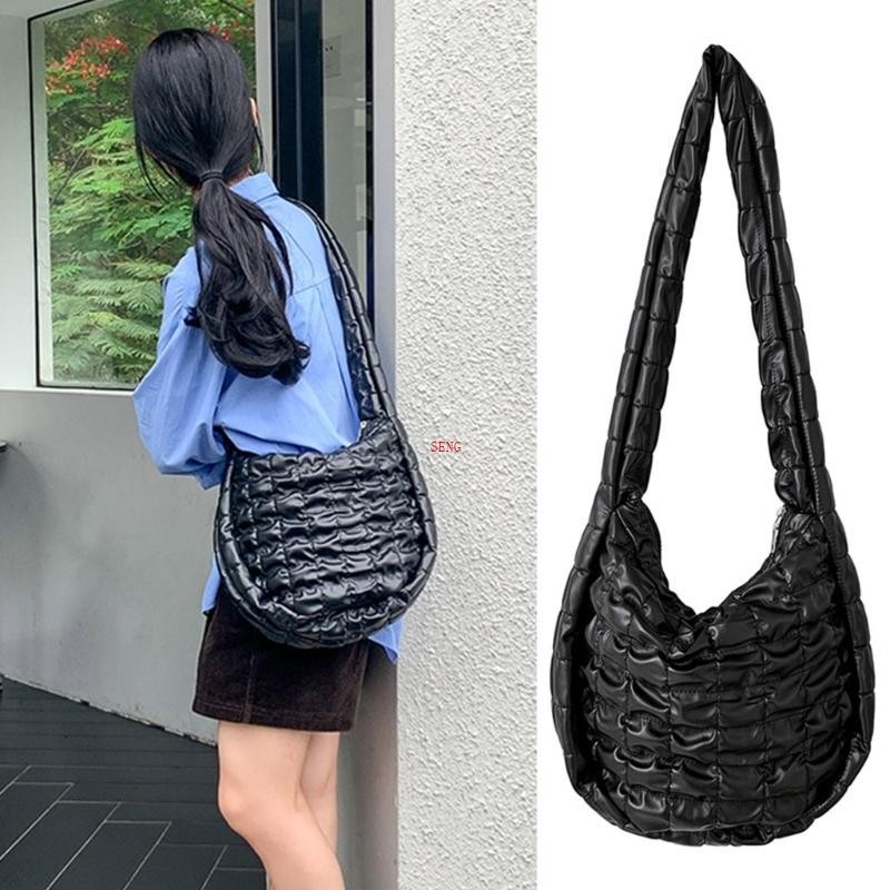 Seng Pleated Cloud Bag Pouch Fashion Handbag for Ladies Leather-Hobo Bag Clutch Purse