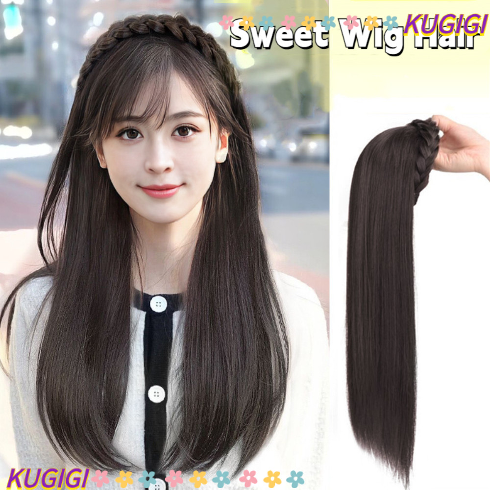 Kugi ที ่ คาดผมวิกผม , สีน ้ ําตาลสีดําครึ ่ งวิกผม , ธรรมชาติยาวสังเคราะห ์ Twist Braid Hairband ผู ้ หญิง