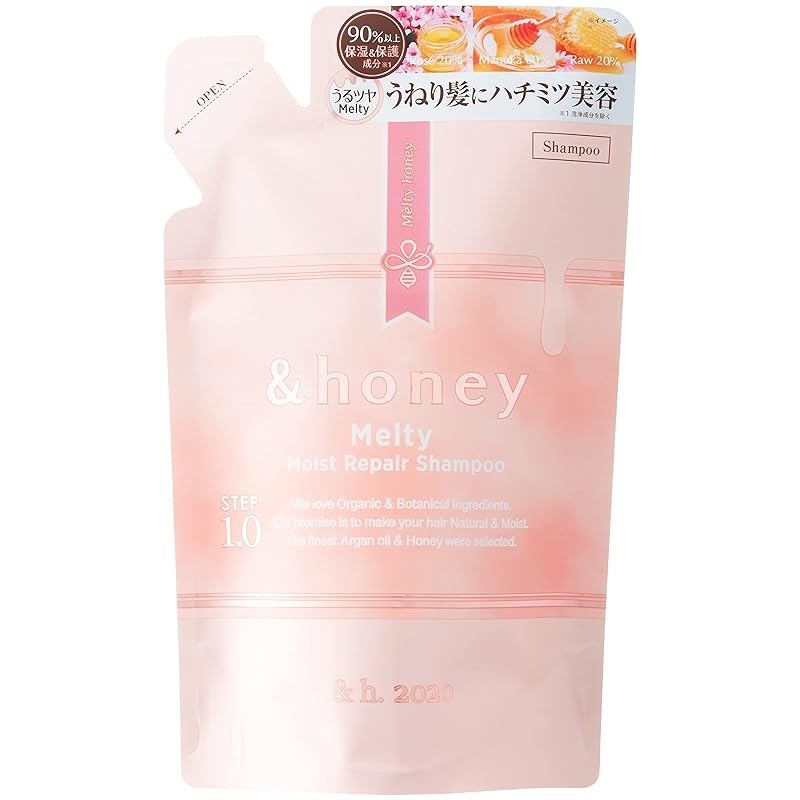 AND HONEY MELTY Moist Repair Shampoo Refill "Honey swell care to control swell and frizz" 350mL