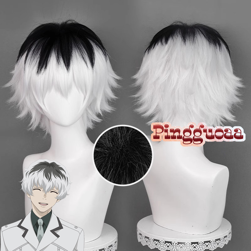 Anime Tokyo Ghoul Sasaki Haise Cosplay Wig 30cm Mixed Color Short Wigs Heat Resistant Synthetic Hair