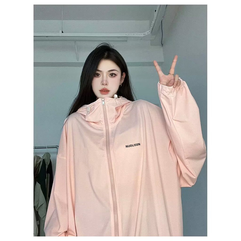【Hoodie Oversize 】 เสื ้ อกันแดดแขนยาวผู ้ หญิงฤดูร ้ อนบางซิปเสื ้ อ