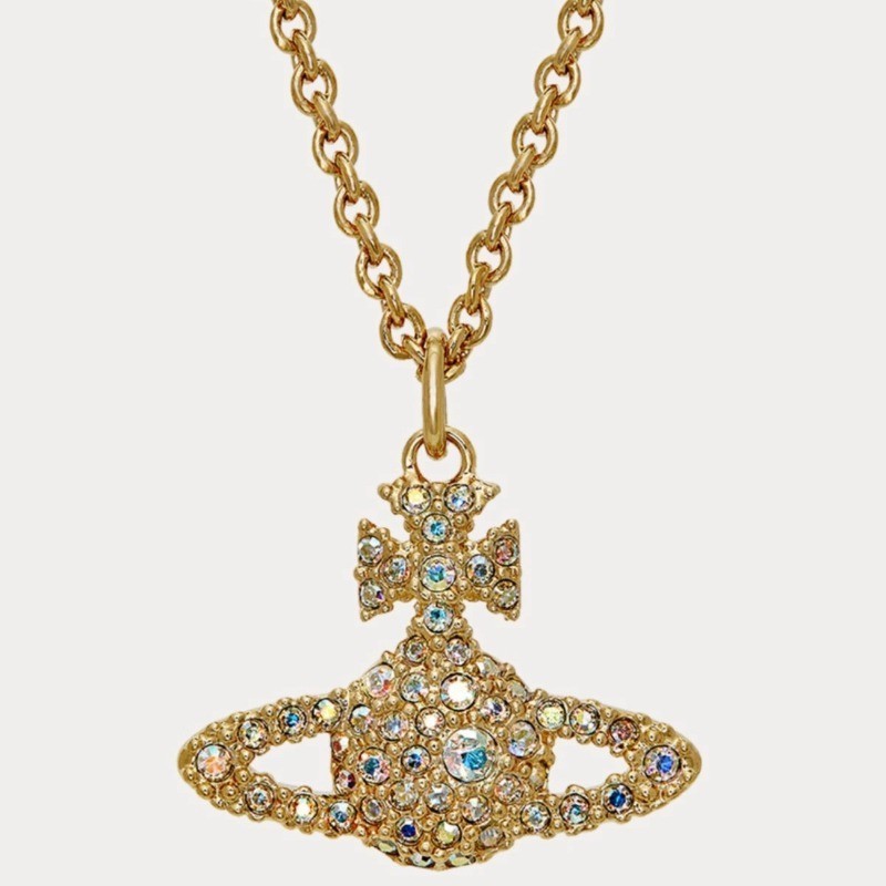 Saturn Weiweian Western Queen แม่ Rhinestone สีสันเรียบง่ายสามมิติดาวเสาร์ Starry Sky Universe Star สร้อยคอหรูหรา Clavicle Chain