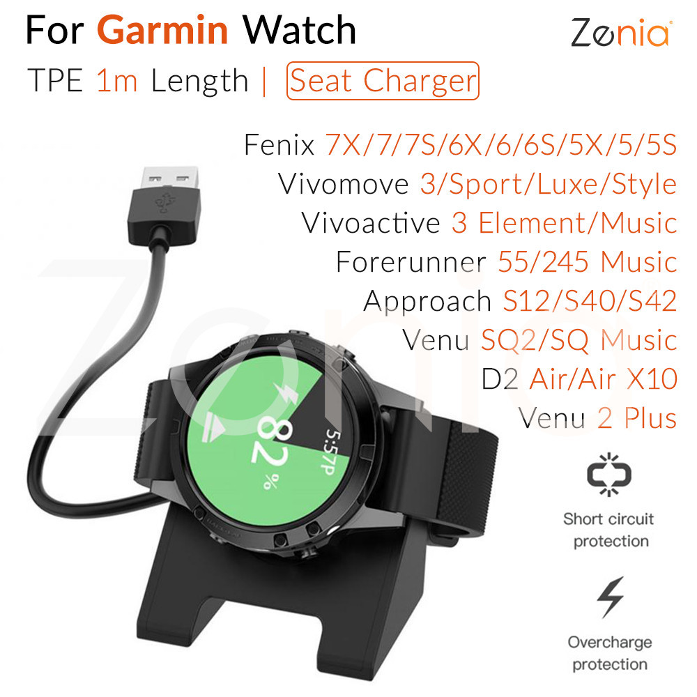 นาฬิกาชาร์จสายชาร์จ Dock Adapter สําหรับ Garmin Fenix 7 7X 7S 6 6X 6S 5 5X Plus Quatix Forerunner 955 945 245 55 Music Venu SQ 2 SQ2 D2 Air X10 Approach S12 S40 S42