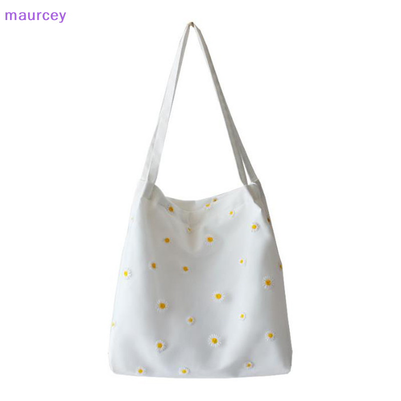 Maurcey Mesh Daisy Double Layer Canvas Shoulder Bag Korean Ins Lace Small Square Bag TH