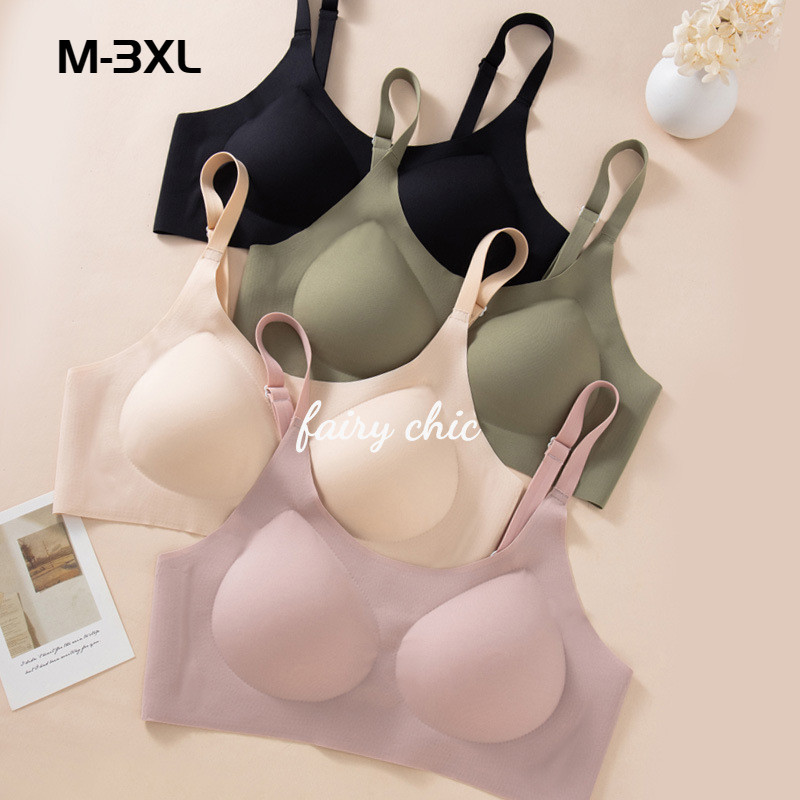 M-3xl ชุดชั ้ นในถ ้ วยคงที ่ ขนาดบวก บราชิ ้ นเดียวไร ้ รอยต ่ อ ไม ่ มีขอบดันขึ ้ น