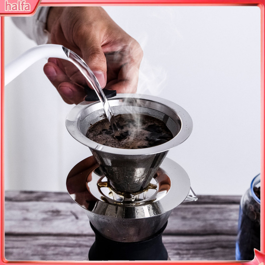 {halfa } สแตนเลส Double-layer Coffee Dripper สแตนเลส Pour-Over Coffee Dripper สแตนเลสพรีเมี ่ ยม Pour Over Coffee Filter สําหรับ Rich for Perfect for Home