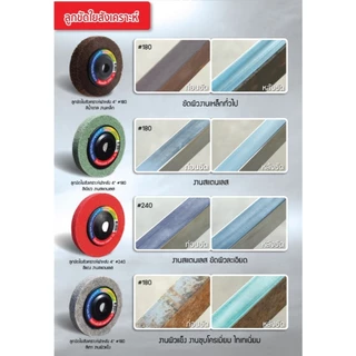 ลูกขัดใยสังเคราะห์ฝาหลัง 4" #180 สีเขียว #180 สีน้ำตาล งานเหล็ก #180 สีเทา งานผิวแข็ง #240 สีแดง งานสแตนเลส OIL8448