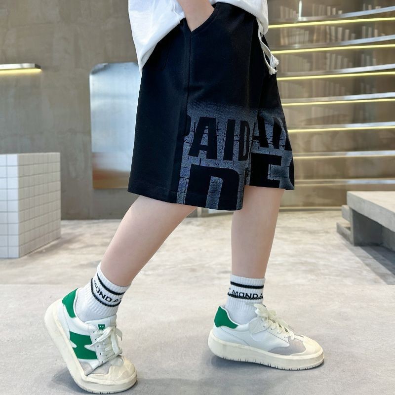 Boy Shorts(14y) Cotton Boy Shorts Letter Printing Fashion Korean Style Loose Teen Shorts Wear