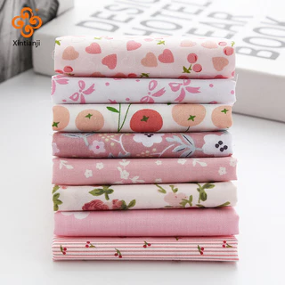 Rose รูปแบบ Patchwork ผ้า Cottton Twill ผ้าสําหรับเย็บผ้านวมตุ๊กตาเครื่องแต่งกาย,สมุดภาพตกแต่ง 6/7/8 ชิ้น TJ4658