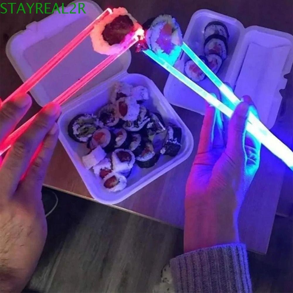 STAYREAL2R 1 คู่ Light Up ตะเกียบ, LED สีสัน LightSaber ตะเกียบ, มัลติฟังก์ชั่นนํากลับมาใช้ใหม่ Brig