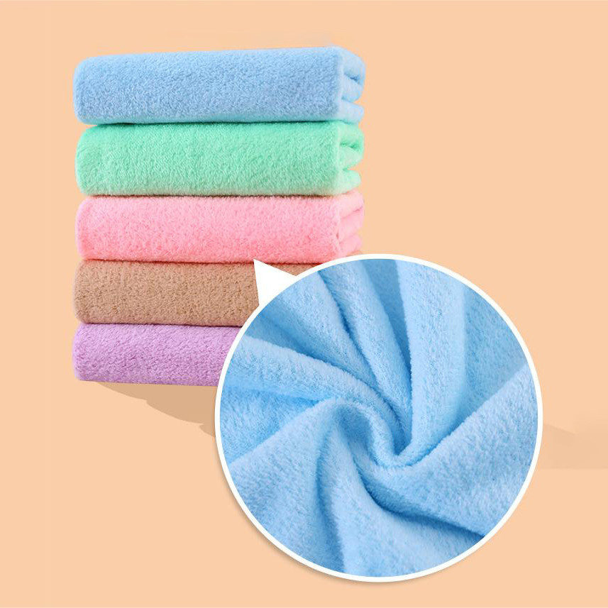 OMC ผ้าขนหนูผืนเล็ก ขนาด 35x70cm. สีพื้น ผ้านุ่ม คละสี