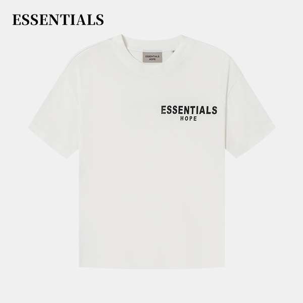 essentials เสื้อยืด oversize ESSENTIALS HOPE แขนสั้นผู้ชายฤดูร้อน2024ใหม่ผู้ชายเสื้อยืดหลวมระดับไฮเอนด์ผ้าฝ้ายอเมริกันสีขาว