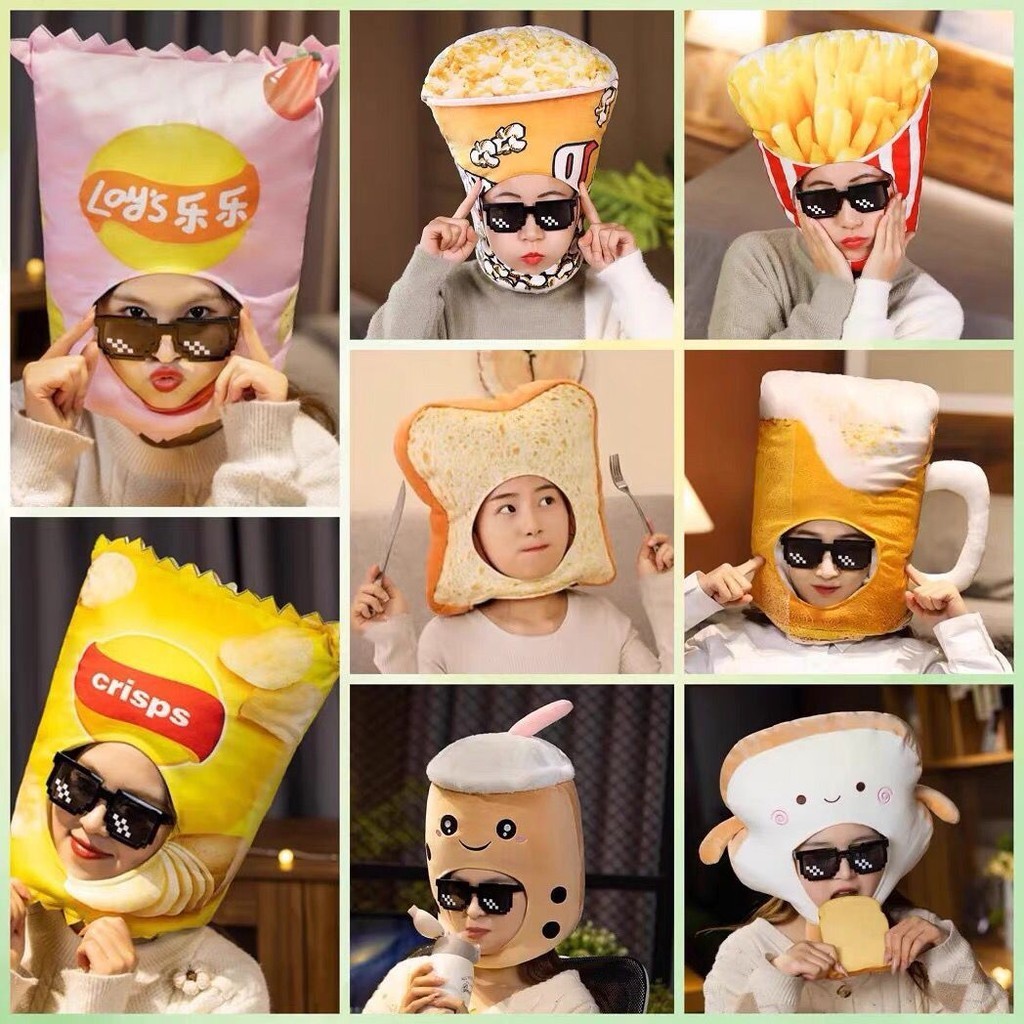 ญี่ปุ่นญี่ปุ่นเกาหลี ins Creative Popcorn หมวกตลกอาหารมันฝรั่งทอดหมวกเด็กแสดง Photo Props ของขวัญหญิง zzlkjs.th