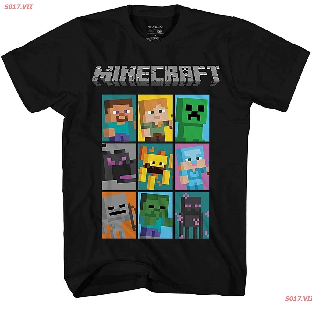 [100% Cotton] 2023 เสื้อขาว แขนสั้นพิมพ์ลาย  การ์ตูน มายคราฟ Minecraft Boys Video Game T-Shirt  s-5xlS-5XL