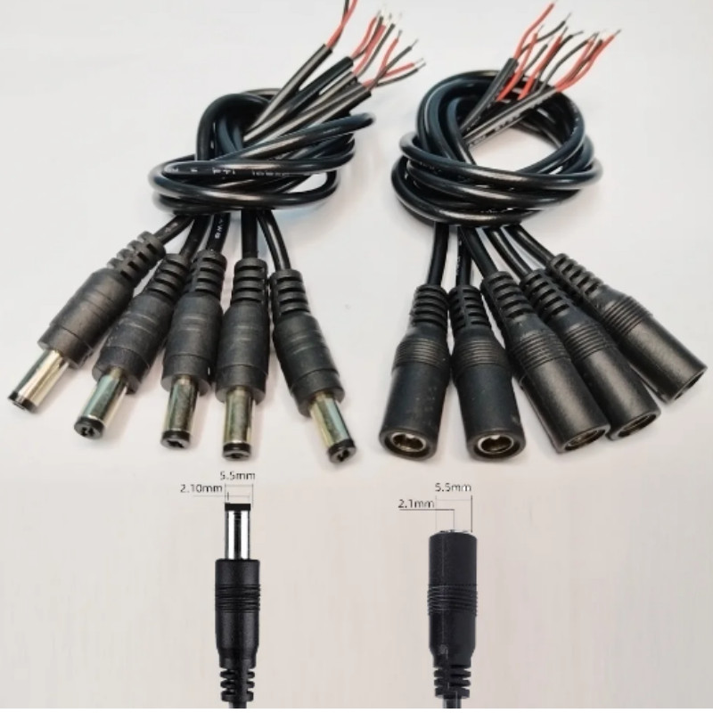 5 คู่-10 คู่ DC 12V Connector 5.5x2.1 มม.ชายและหญิง DC Power Socket Jack Connector สายปลั๊กสายไฟ DIY Creative DC Cable Connector