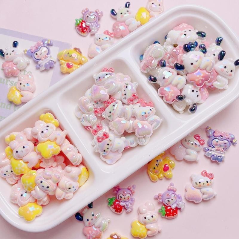10ชิ้น/เซ็ตอะคริลิการ์ตูนสัตว์น่ารักเรซิ่นหลวมลูกปัด ทําเอง สร้อยข้อมือสร้อยคอโซ่โทรศัพท์มือถือวัสดุอุปกรณ์เสริม