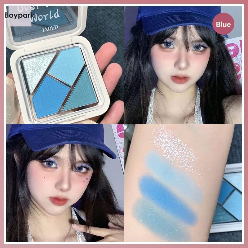 Boypark JADED พาเลทอายแชโดว์ เนื้อแมตต์ 4สี ประกายมุก กันน้ํา ติดทนนาน สีฟ้า สีเขียว เหมาะกับฤดูร้อน