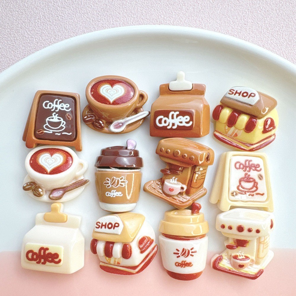 12ชิ้นเครื่องดื่มกาแฟเรซิ่นเสน่ห์สําหรับ ทําเอง (11-453)