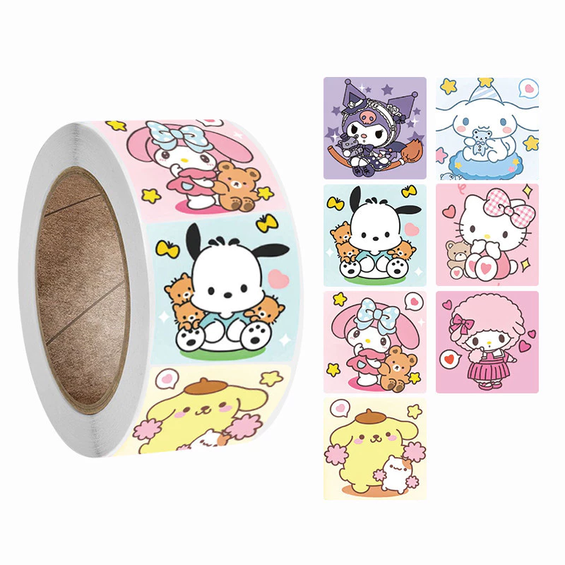 สติ๊กเกอร์ขอบคุณ สติ๊กเกอร์ 1 ม้วนมี 500 แผ่นว งกลม 2.5 ซม. สี่เหลี่ยม 2 ซม.
