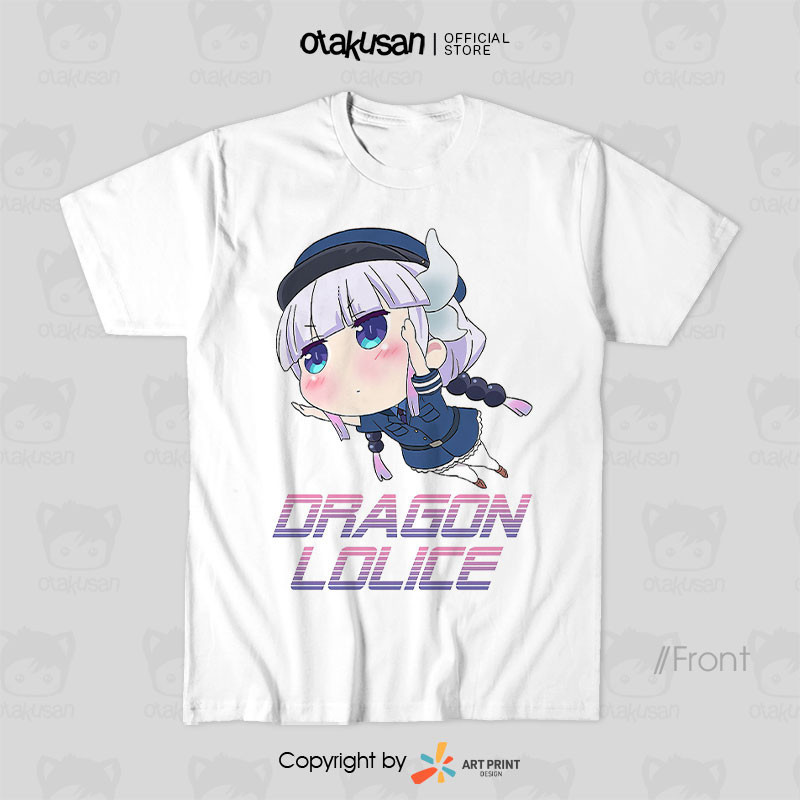 สีขาว a เสื ้ อยืดตํารวจ Kobayashi Dragon Maid Kanna Dragon แขนสั ้ น