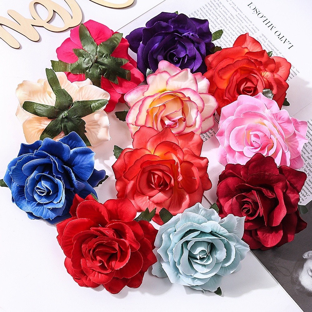 1 ชิ้น 10 เซนติเมตร Big Rose ดอกไม้หัว DIY Artifical พลาสติกดอกไม้ผ้าไหมเจ้าสาวช่อดอกไม้งานแต่งงานตกแต่ง