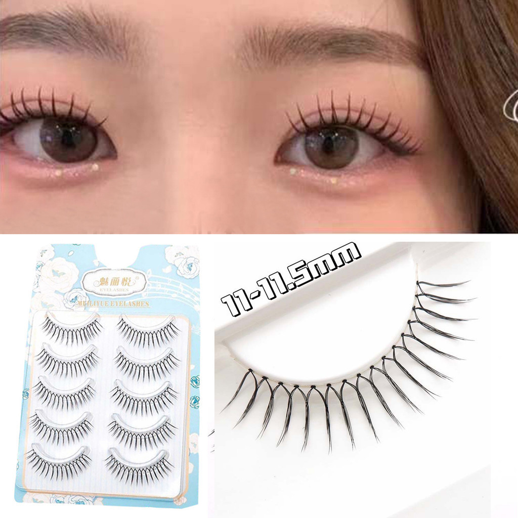 5 คู่/เซ็ต 3D U รูปร่าง Lashes Extension Reusable ขนตาปลอมโปร่งใส Stem 11-11.5 มม.เส้นใยคุณภาพสูงแต่งหน้า