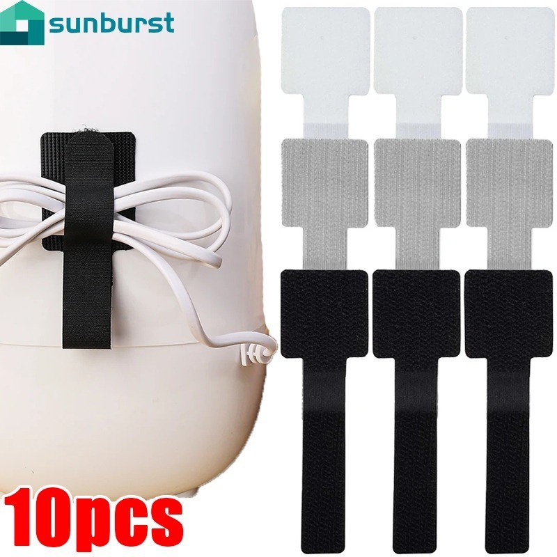 10ชิ้น สายเคเบิล ผูก ออแกไนเซอร์ - การจัดการสายเคเบิลข้อมูลโต๊ะ - นํากลับมาใช้ใหม่, ถอดออกได้, ปรับได้, อเนกประสงค์, ไนลอน - อุปกรณ์จัดเก็บสายข้อมูล - สายรัดสายลวดกาวในตัว