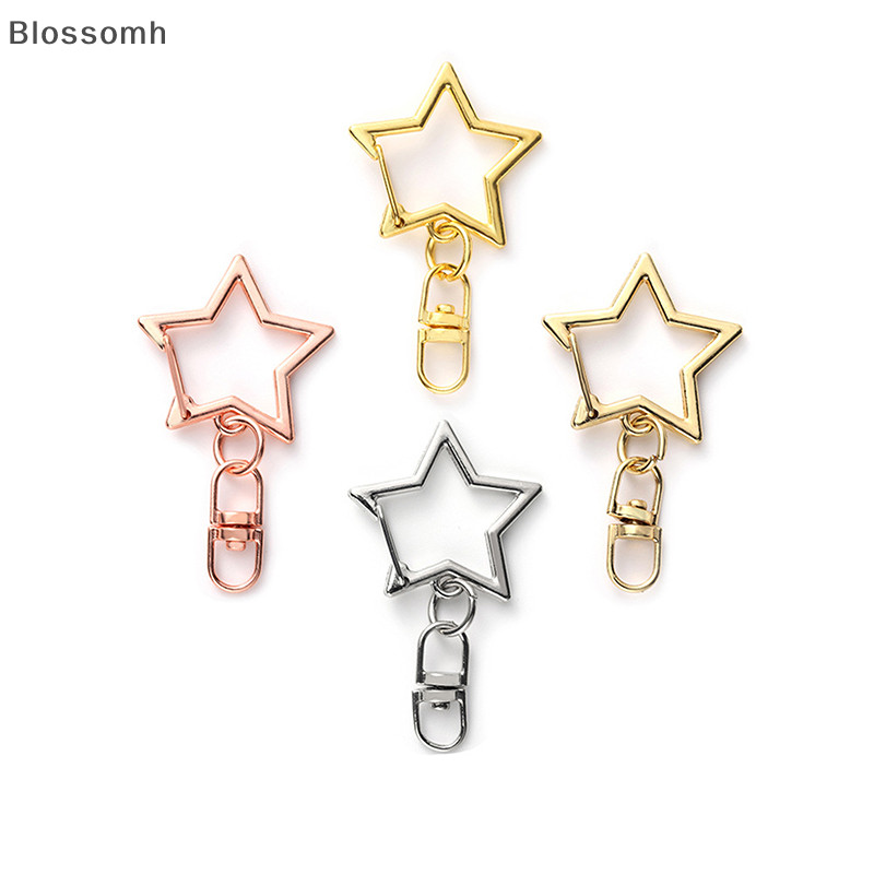 Blossomh 10 ชิ ้ น Star Pentagram Hollow Key Chain Key แหวน DIY อุปกรณ ์ เสริม Lobster Clasp ใหม ่