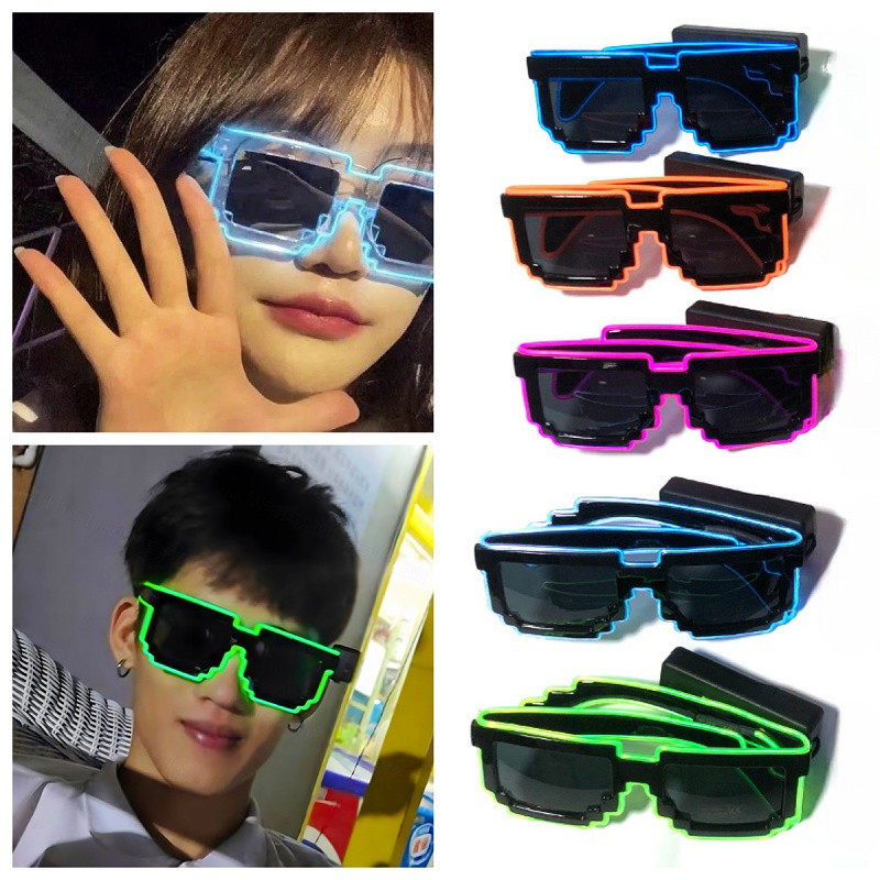 ใหม่ Cool ไร้สายเรืองแสง LED Light Up แว่นตาสําหรับ Rave เทศกาล Party Luminous Neon โมเสกแว่นตากันแดด Club Disco Eye แว่นตา