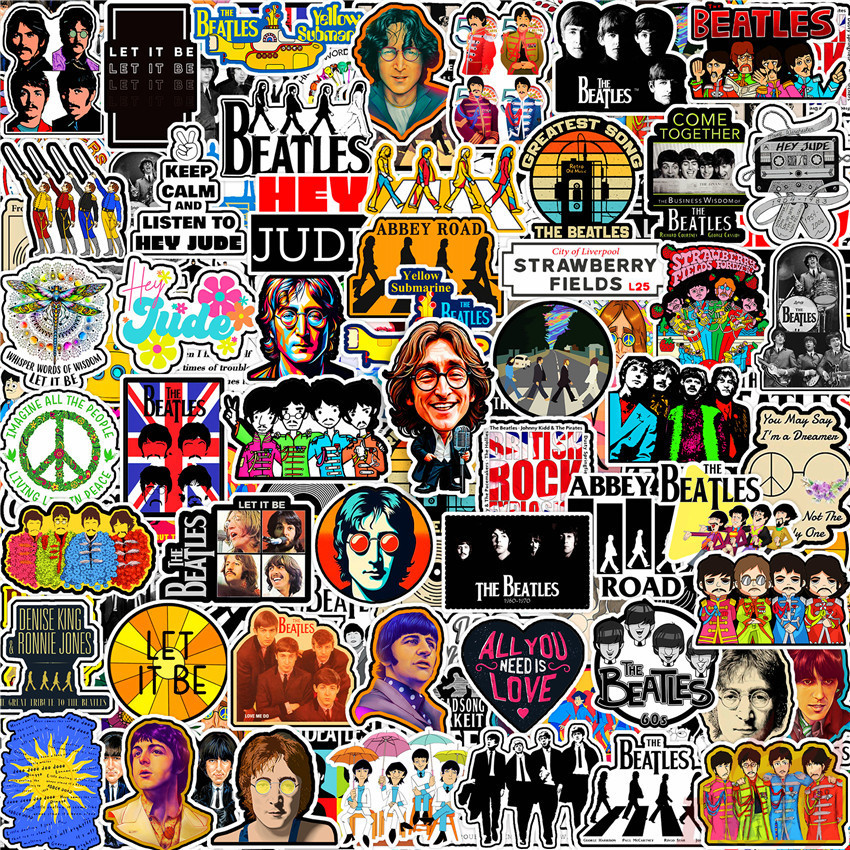 100Pcs/Set ☆ Rock Band . The Beatles Mini Diary Manual Stickers ☆ DIY Fashion Scrapbooks Album Decor Decals Stickers（Size：2~3cm）
