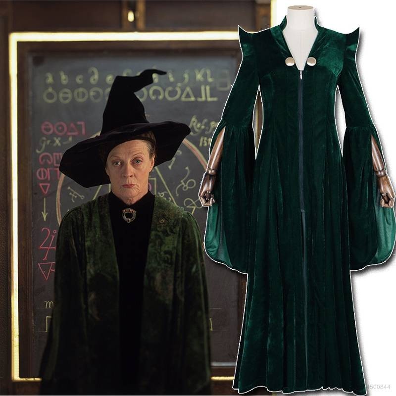 Csp Harry Potter คอสเพลย ์ Minerva McGonagall แขนยาวชุดหมวกเครื ่ องแต ่ งกายชุดฮาโลวีนปาร ์ ตี ้