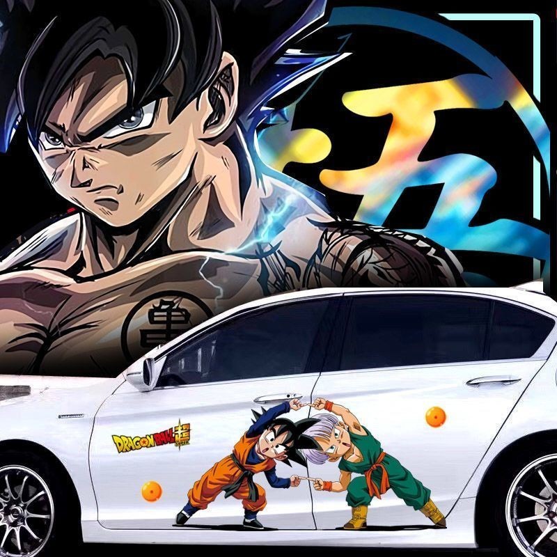 ღ-ღสติกเกอร์ติดรถอะนิเมะดราก้อนบอลทั้งสองข้างของร่างกาย Monkey King Saiyans สติกเกอร์ตกแต่งรถกันรอยขีดข่วนกันน้ำ