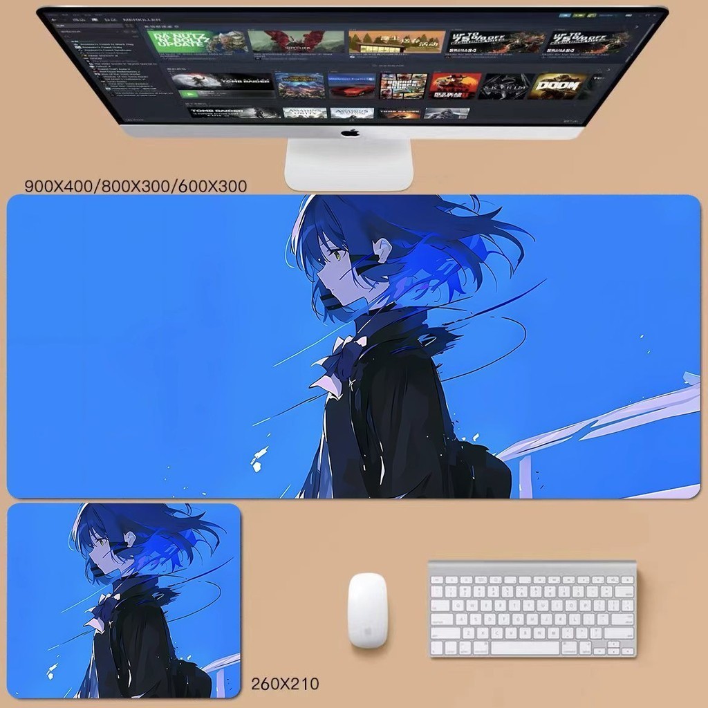 Bocchi the rock แผ่นรองเมาส์ขนาดใหญ่อะนิเมะสองมิติสําหรับเล่นเกมแป้นพิมพ์ Pad Desk Pad คอมพิวเตอร์ Pad