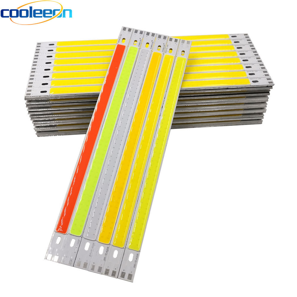 5pcs 200x10mm LED COB Light Strip 20 ซม.10W โคมไฟสีฟ ้ าสีเขียวสีแดง Warm Cool สีขาว LED Bar ไฟ 12V COB หลอดไฟ