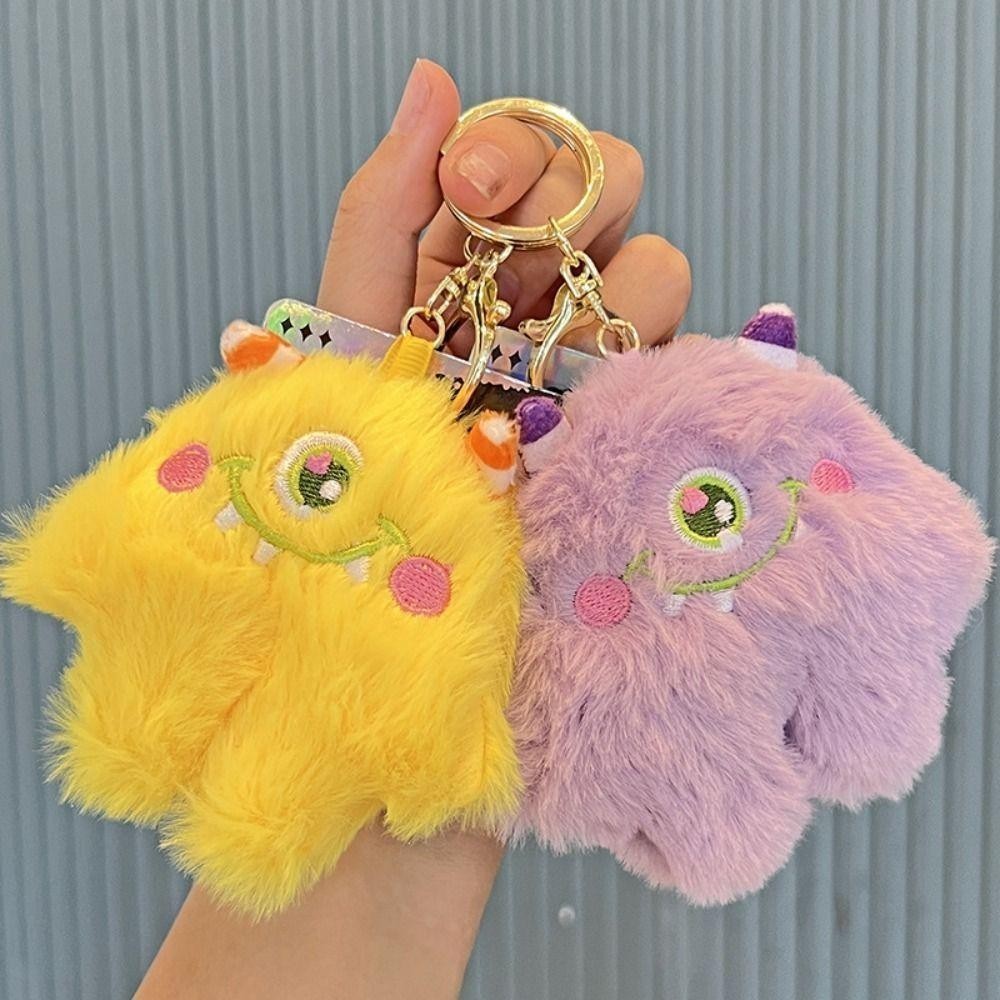 DSLONG พวงกุญแจตุ๊กตา, Rex กระต่ายผมแฟชั่น Big Eyed Cyclop ตุ๊กตาจี้, กระเป๋าอุปกรณ์เสริม Diy Kawaii กระเป๋าตกแต่ง