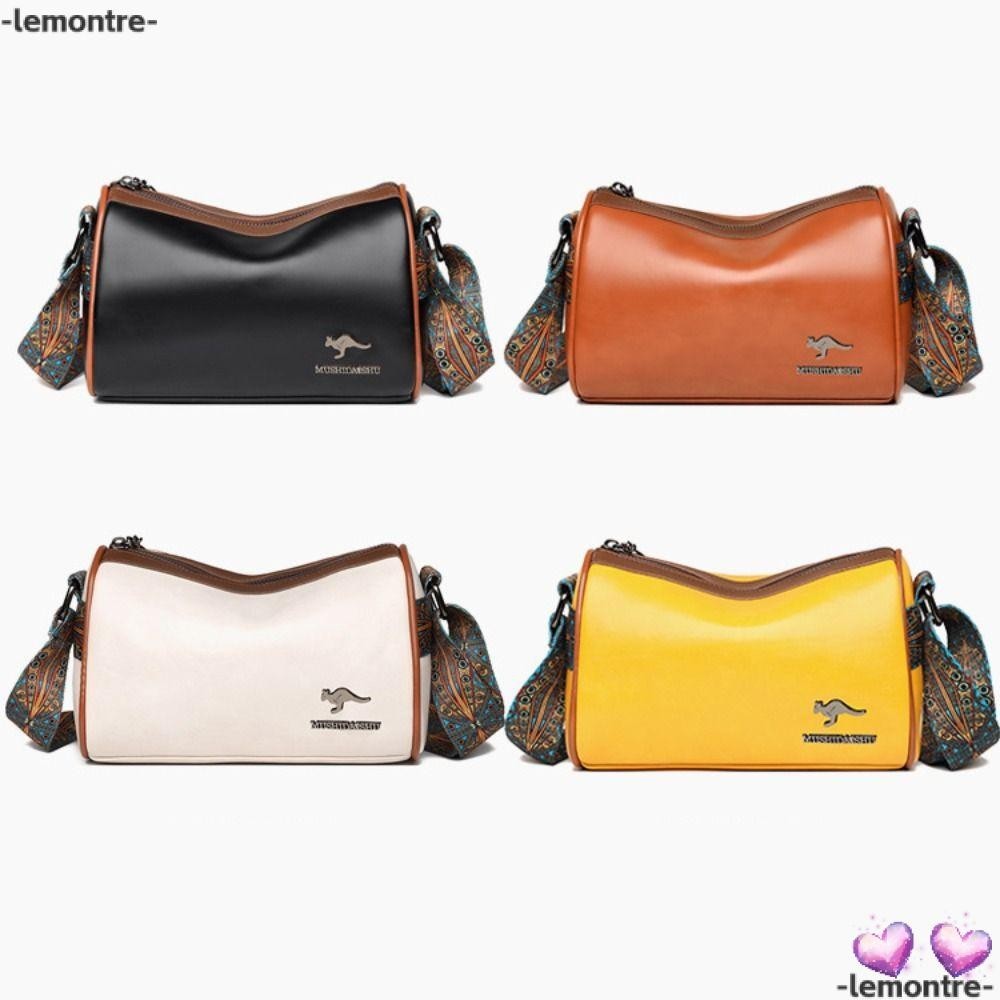 Lemontre กระเป๋าสะพายไหล่ สะพายข้าง หนัง PU ความจุสูง สีพื้น สไตล์เรโทร สําหรับผู้หญิง