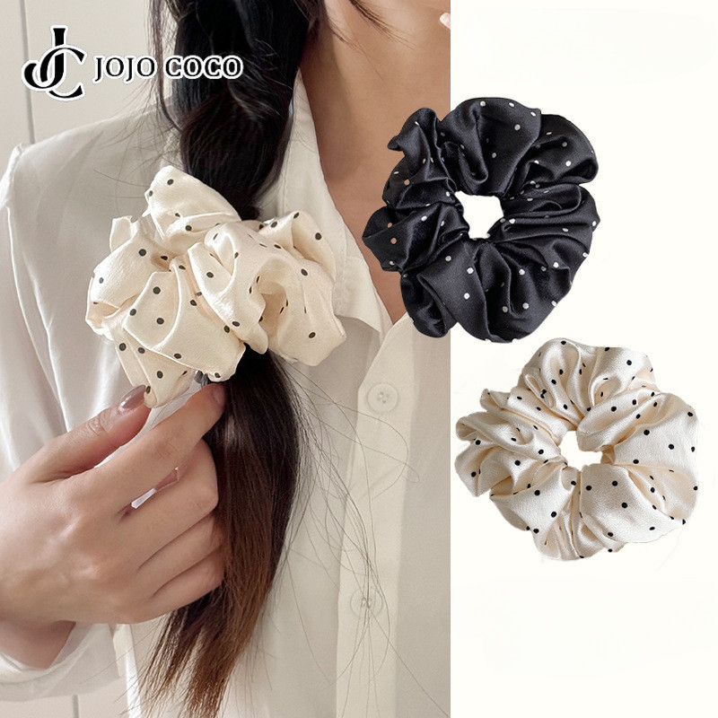 Jojo COCO ซาติน Polka-dot ผม Tie Ins ภาษาฝรั ่ งเศสคํา Preppy สไตล ์ หวานผู ้ หญิงเครื ่ องประดับผม