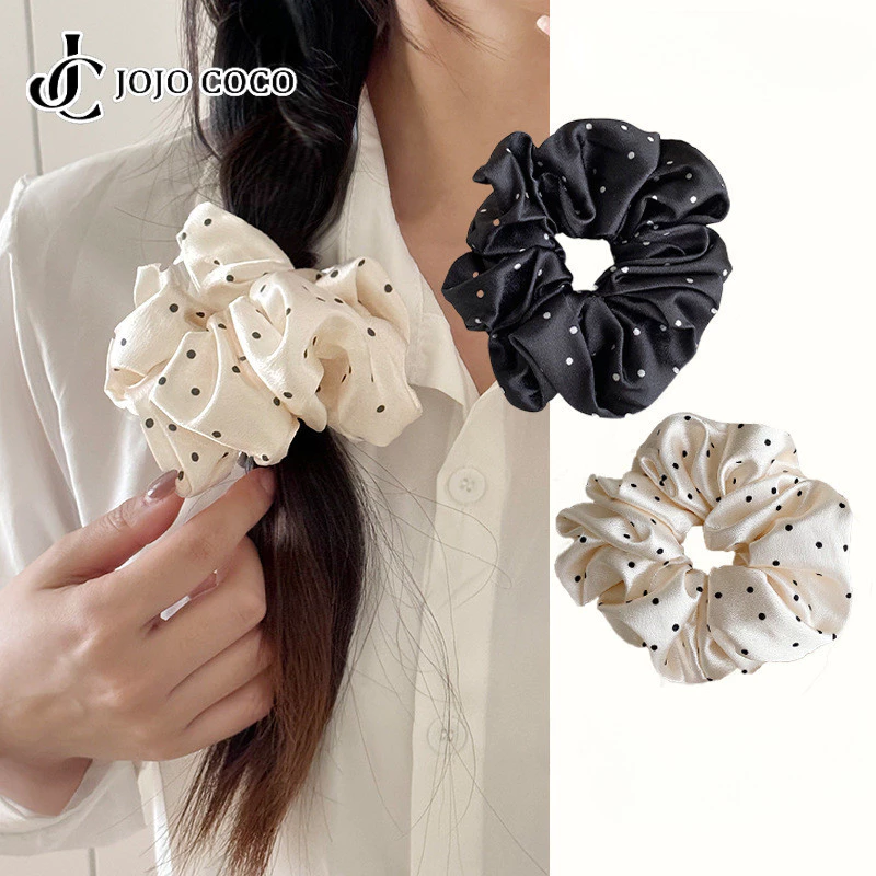 Jojo COCO ซาติน Polka-dot ผม Tie Ins ภาษาฝรั ่ งเศสคํา Preppy สไตล ์ หวานผู ้ หญิงเครื ่ องประดับผม