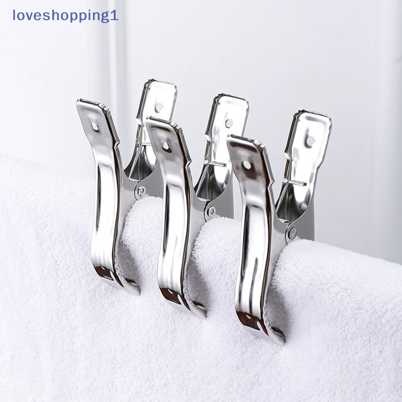 Loveshopping 5/6/10/20pcs คลิปสแตนเลสหนีบผ้า Big Beach เก้าอี้ผ้าเช็ดตัวคลิป Clamp สําหรับผ้านวม Windproof Clipping Clamps TH