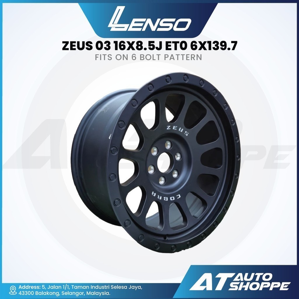 Lenso ZEUS 03 - สีดําด้าน 16x8.5J ET0 6x139.7 (1 ชิ้น)