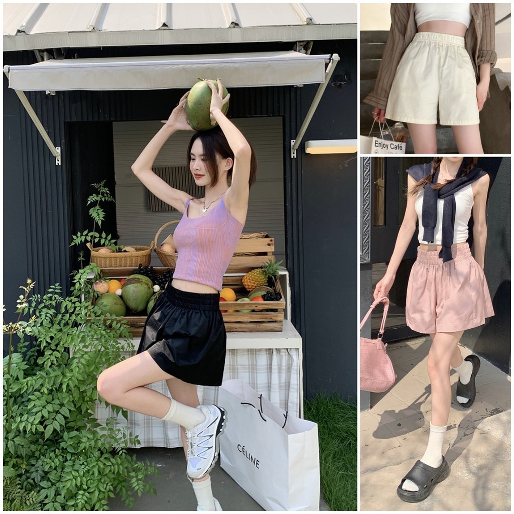 Bella Shop กางเกงขาสั้นหลวมสบายๆอเมริกัน