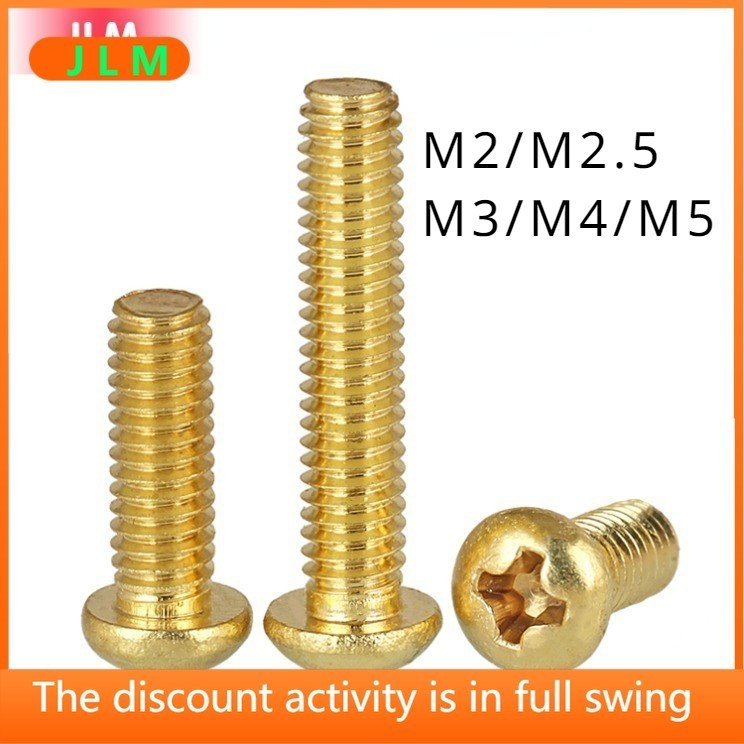 ((JLMD) H62 ทองเหลือง Phillips หัวกลมสกรูหัวแผ่นสกรูองค์ประกอบหัวสกรูทองเหลือง Bolt M2/M2.5/M3/M4/M5