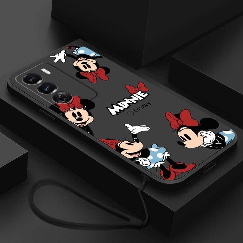 Vivo Y200 5G V40 Lite v40Lite Simple น่ารัก Minnie รูปแบบเคสโทรศัพท์ Liquid Silicon Soft ปลอกกันกระแทก