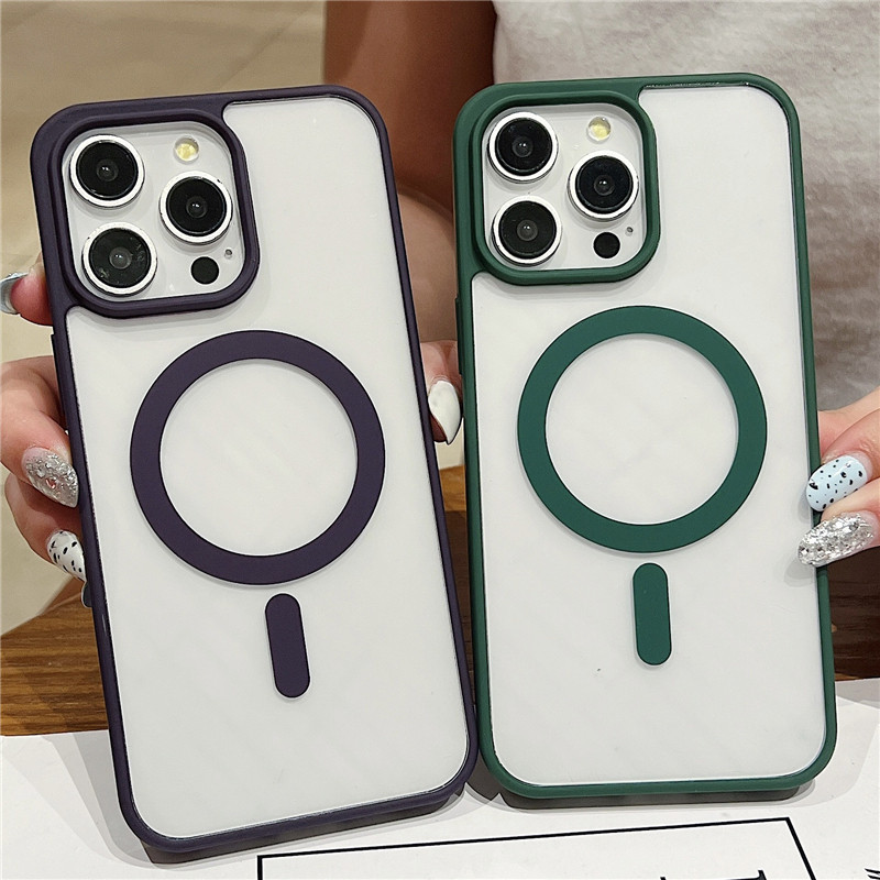 เคสแม่เหล็กอะคริลิคใสด้านสําหรับ IPhone 15 14 13 12 11 X XR XSMAX 7 8 Plus
